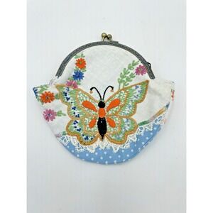 Handmade Makeup‎ Bag or Hand Clutch Crafted From Vintage Embroidered Linens